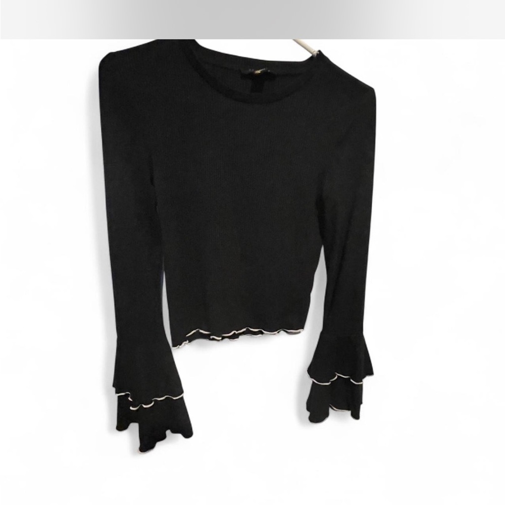 Black Revamped Ruffle Sleeve Crop Top